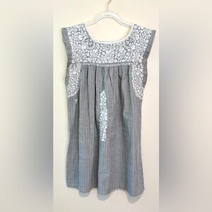 Mi Golondrina Flores embroidered cotton shift dress